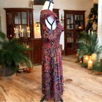 Tahari ASL Print Lace Trim Tiered Midi Dress - Size 8 Photo 4