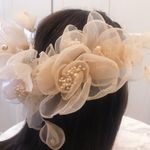 Bridal Wedding Prom Birthday Cream Large Chiffon Floral Hairpins Headpiece Photo 1