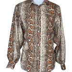 Catherine Malandrino Animal Print Button Down Long Sleeve Collared Blouse XS Photo 0