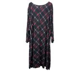 Catherines NWT  Red Black Plaid Long Sleeve Midi‎ Dress Size 5X Photo 5