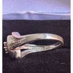 Sterling Silver Heart Shaped Ring With Blue And Clear Diamonds Size 7 Photo 3