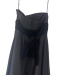 ZARA  Basic Small Black Strapless Fairy Grunge Whimsygoth Velvet Tie Maxi‎ Dress Photo 4