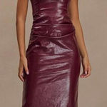 Meshki Sonia Faux Leather Midi Dress • Cherry Red • S • NWT Photo 0