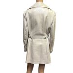 24 K Leather Dan Di Modes Cream Tie Belted Trench Coat Jacket Womens Large White Photo 1