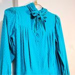 Vintage silk self tie blouse size 6 J.Raymond in green lagoon :Box H: Photo 0