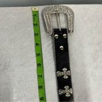 Y2K Crystal Embellished Black Belt western crosses studded motorcycle cowgirl Photo 6