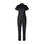 MINKPINK Liaison Black Faux Leather Utility Short Sleeve Jumpsuit Size XS Photo 1