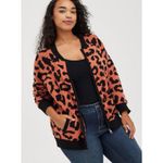 Torrid Plus 4X 4 Cardigan Zip Up Bomber Sweater Leopard Animal Print Heavy Knit Photo 1