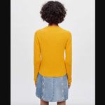 RE/DONE Waffle Slim Pullover Yellow Orange Lightweight Knit Top L Photo 2