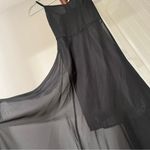 Oasap  Black Chiffon Spaghetti Strap V-Neck Slit Sheer Panel Maxi A-Line Dress Photo 6