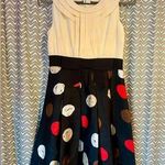 Kate Spade | Silk Cream Pleated Top/Polka Dot Skirt Dress, Size 6 Photo 0