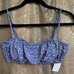 RVCA  Grey Purple Floral Mille Bandeau Bikini Swim Top Small NWT Photo 0