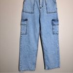 On The Way Blue Wide Leg Cargo Jeans Womens M Casual Denim Size 4 Photo 6