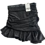 ZARA  Women’s Asymmetrical Mini Skirt with Ruching Sz M Photo 0