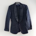 Polo Ralph Lauren Women's Jacquard Silk Blend Tuxedo Blazer Jacket Sz 0 Italy Black Photo 3