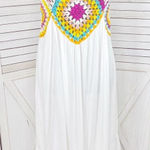 Raviya Crochet Bodice Top Tiered Boho Midi Dress Cover Up White Multi Medium Photo 0