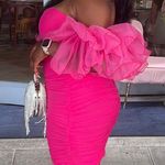 Pink Puff Sleeved Dress Size L Photo 1