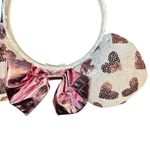 Disney Pink white SEQUIN  Minnie mouse ears costume headband hearts Halloween Photo 3