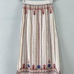 Johnny Was Los Angeles Frederique Embroidered Side Slit Linen White Maxi Skirt Photo 2
