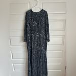 Mac Duggal  | 5124 Beaded Long Sleeve  Evening‎ Gown Charcoal Sequin Size 16 Photo 3