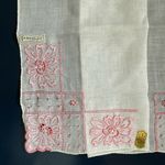 Vintage‎ Embroidered Floral Handkerchief Pink Photo 1