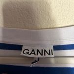 Ganni  Logo Blue Striped V Neck Graphic Tee size medium Photo 4
