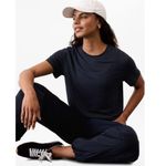 Athleta  S Getaway Linen Blend Tee Eclipse Navy Blue Small Photo 0