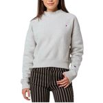 Champion  Cropped Sweatshirt Gray Pinstripe Mock Neck S Athletic Photo 1