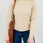 vintage oatmeal 100% wool mockneck sweater top size xs/s Photo 5