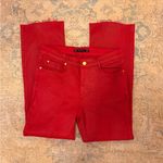 ZARA Trafaluc Denimwear NWOT Red Coated Denim Pants with Zipper On Bottom Front Photo 3