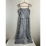 Womans KM Collections 8 Silver Formal Gown Spaghetti Straps Rhinestones Lined Photo 1