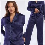 Savage X Fenty Size 1X Pajama Set Navy Blue Button Down Shirt Silky Photo 1