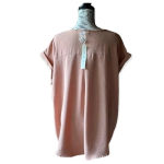 She & Sky  Women’s Pink Button-Side Blouse 1X | Lagenlook Balletcore Coastal boho Photo 4