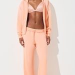 SKIMS French Terry Zip Up Hoodie in Cantaloupe, Size Small Photo 1