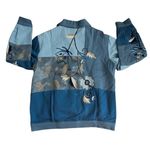 indigo. Moon Women's Patchwork Floral Embroidered Jacket Color Block Boho Size M Photo 2