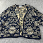 VTG Breckenridge II Navy Blue Beige Knit Cardigan Sweater Floral Paisley XL Photo 0