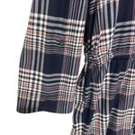 Bobbie Brooks Women Shirt Dress 3X Navy Plaid Drawstring Waist Cozy Preppy Chic Blue Photo 5