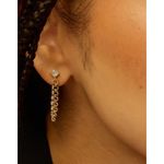 Boutique Solitaire Curb Chain Drop Earrings | Yellow Gold Filled Photo 3