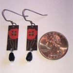 Elegant Black and Red Floral Boho Earrings Photo 2