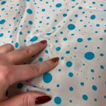 Vintage Turquoise Polka Dot Silk Square Scarf Blue White Black Unique Pattern Photo 8