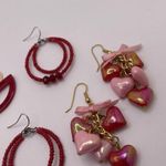 Dress Up Lot Of 4 Costume Earrings Pierced Dangle Drop  Colorful Red Mix Photo 6