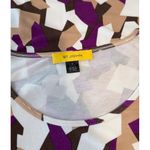 St. John  Womens Top Beige Abstract Short Sleeve Stretch Blouse Casual Size Small Photo 2