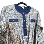 Vintage Hal Hardin Long Sleeve Navy & White Pleated Dress W/ Belt & Gold Buttons Blue Size 14 Photo 1