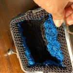 Vintage Kisslock crochet Blue and Black Clutch Photo 3