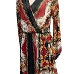 Va Va Voom Red and Green Wrap Sundress with Bishop Sleeves Size M Size M Photo 4