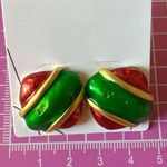 ALDO  squre red and green stud earring gold tone Photo 4