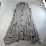 For Cynthia  Sz S Shirt Dress Linen Blend Shark Bite Hem Ruched Pockets Lagenlook Photo 4