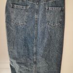 Happily Grey Crossover Waist Denim Maxi Skirt Raw Hem Split Casual Size 3/25 Blue Photo 3