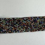 Vintage Beaded Wide Stretch Belt Carved Wood Buckle Boho Y2K Whimsy Hippie Photo 5