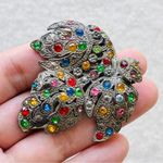 Vintage 1920s LITTLE NEMO rhinestone LEAF ART NOUVEAU DECO dress clip unsigned Photo 0